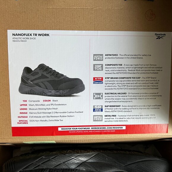 Reebok Nanoflex TR Work EH Composite Toe Size 8.5 Mens - Picture 2 of 9